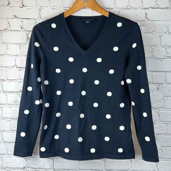 TOMMY HILFIGER Polka Dot Cotton Sweater, Size S - Picture 1 of 7